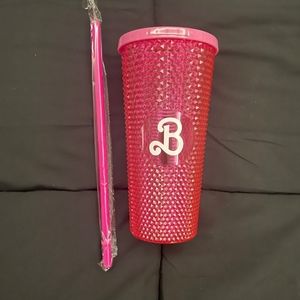 Cinemark Barbie Movie 2023 Pink Diamond Studded Tumbler Cup Brand New!! …